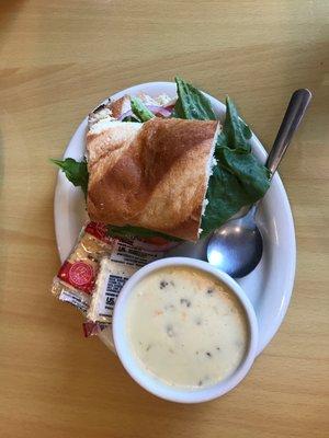 Peppercorn chicken melt with chicken wild rice soup