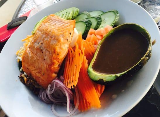 Cobb salad with salmon