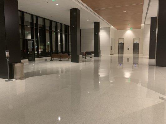 Lobby Terrazzo floor refinished and Construction Clean Up of entire 11 stories.