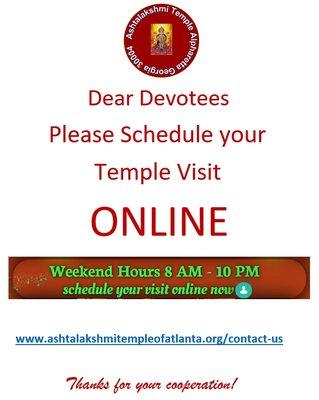 Schedule Temple Visit - ONLINE.