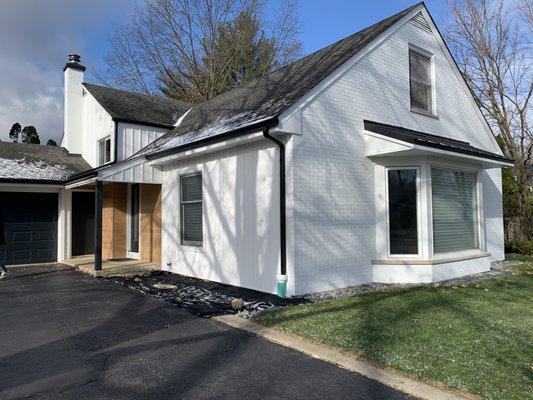 Board & batten siding with wood grain