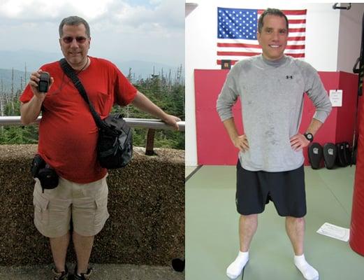 David lost 40 pounds and became a runner through boot camp!