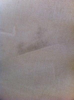 An after and before picture of what is now half of a stain on a customer's carpet. The rest of the stain cleaned up well