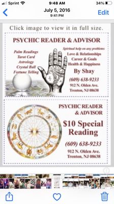 Mention this coupon for your $10 reading