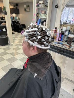 First time getting a perm for this young man!