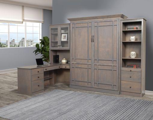 Oxford, weathered grey with pier and 3pc Lshaped desk - CLOSED