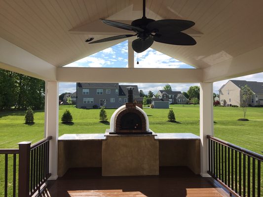 Roof structure, new deck and pizza oven in Bedminster