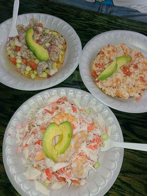 Tostadas - Shrimp Ceviche, Jaiba & Pescado