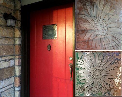 Etched glass for the front door provides privacy and daylight.