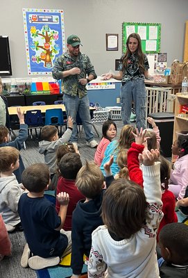 Visit from Trader Joe's for community helpers month.