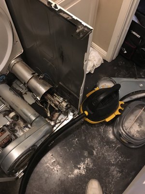 Lint fire in dryer