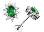 18k white gold Emerald earrings with diamonds