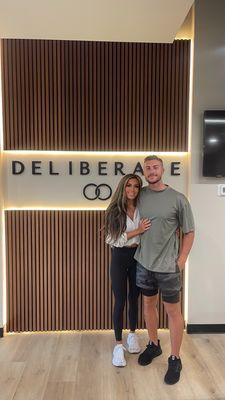 My fiancé and I at Deliberate! Cool interior :)