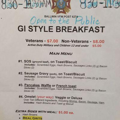 GI STYLE BREAKFAST LAST SUNDAY EVERY MONTH