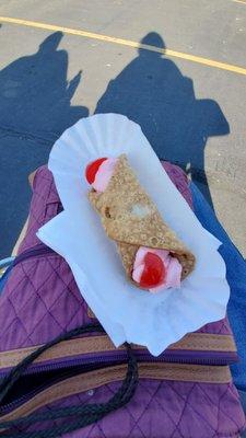 Cherry cannoli minus the powdered sugar