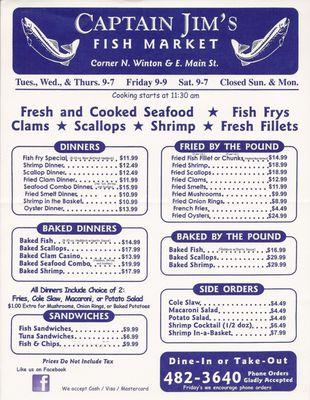 Menu as of April 1st, 2017