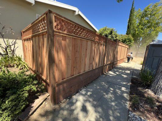 Redwood fence with lattice