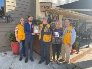 Benicia Lions Club awarding One House Bakery and Coldwell Banker Solano Pacific Appreciation Awards for their help in 2021