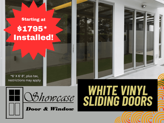 Special on white vinyl sliding doors