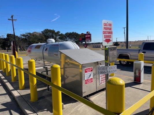 They refill propane tanks.  Helpful if you are RVing.