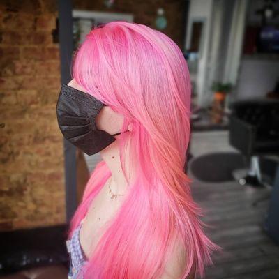 Pink color 

For more and before pictures check our Instagram.com/artroomhairspa