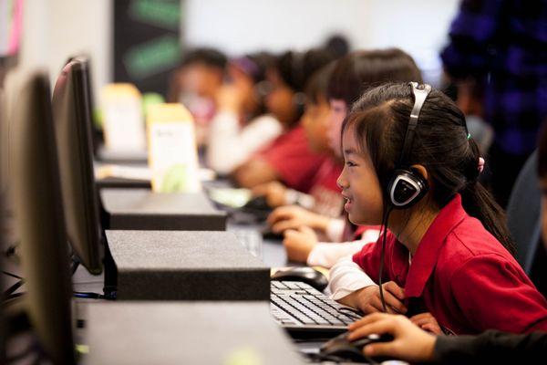 Students doing work in the Computer Lab.