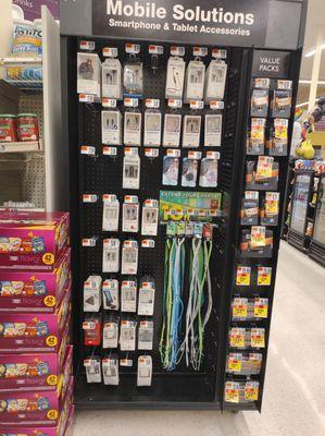 Phone accessories & charging cables at front of store display. #giantfood @yelpdc