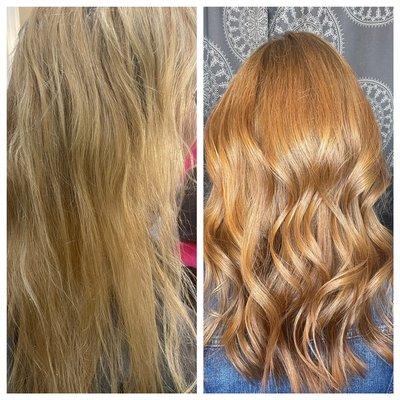 Before and after hair color