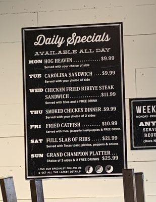 Daily specials