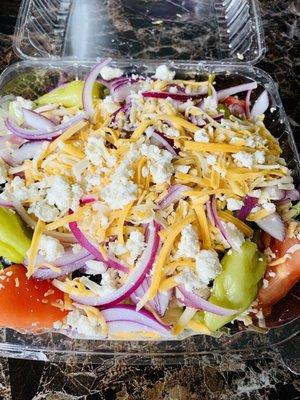 Greek Salad  xtra cheese, xtra onions