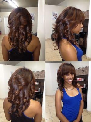 Full head color with high lights. Trimmed then styled as client desired