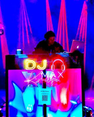 DJ Max Kruse with sound, lighting and booth setup at the Boulder Theater 4/20/23