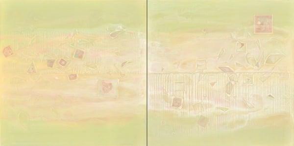 'Threshold II', oil, mixed media on panel (diptych) by Pat Mattina, Lyman-Eyer Gallery, www.lymaneyerart.com