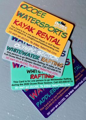 Gift Cards. Whitewater Rafting, Stand Up Paddleboard, Kayak Rental Ocoee River Tennessee