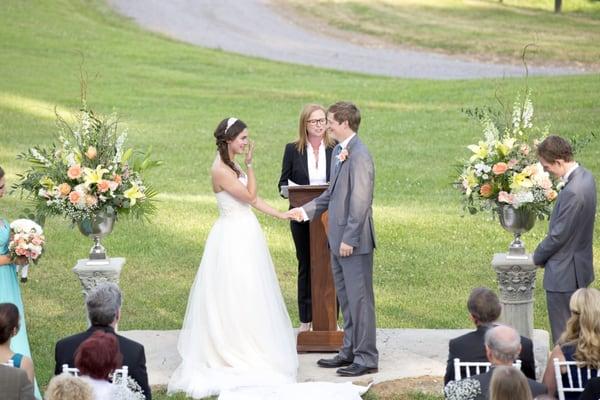 Sophia and Sean at their Rixey Manor wedding by Lieb Photographic. http://www.weddingfloristculpeper.com  featured in The Black Tie Bride