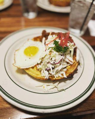 Cornbread waffle with pork