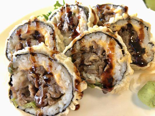 Philly cheese steak sushi roll