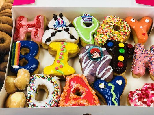 Custom Happy Birthday Donuts