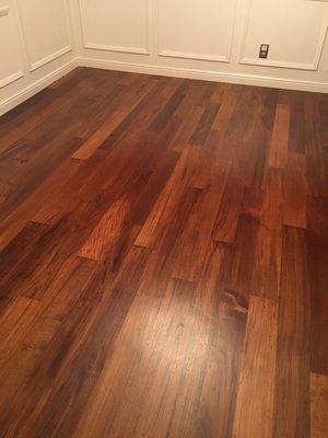 Refinished Brazilian cherrywood floors.