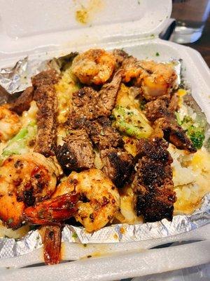 Steak and Shrimp Potato