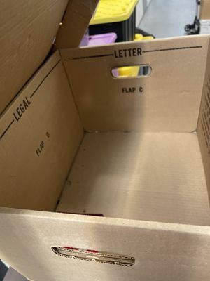 Empty box - items stolen from storage unit