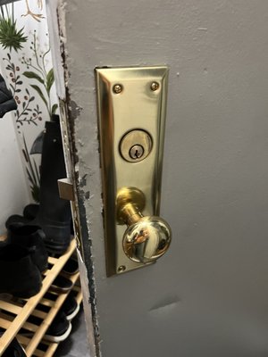 Full brass Lockset installation.