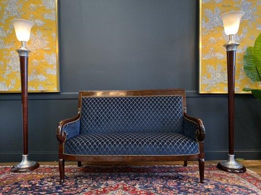 French Empire sofa bench 19th century Mahogany upholstered with #ChristianLacroix fabric