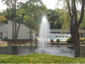 Oak Brook Club House with Pool and Pond.  Lovely park-like setting in North West Manchester