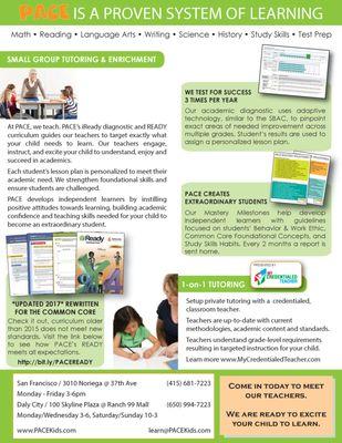 PACE Tutoring & Homework Help for grades 1-8