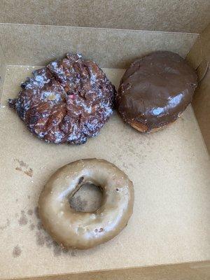 Apple fritter, Bavarian creme, maple cake. $4