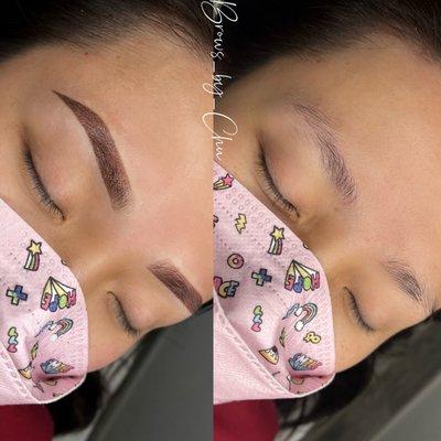 Before & after ombré powder brows