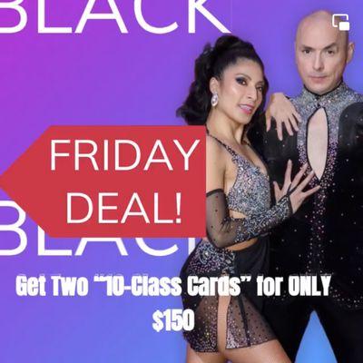 RW BLACK FRIDAY DEAL!!! 2x10-class cards $150!!! 
Offer expires 11/27/2222 at midnight!!! 
https://rwlatindance.square.site