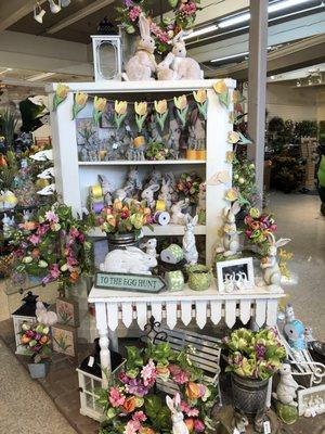 Happy Easter !  A Cute Display with Bunnies & Florals