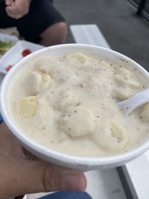 Clam chowder so yummy the boys at the pick up window were so sweet